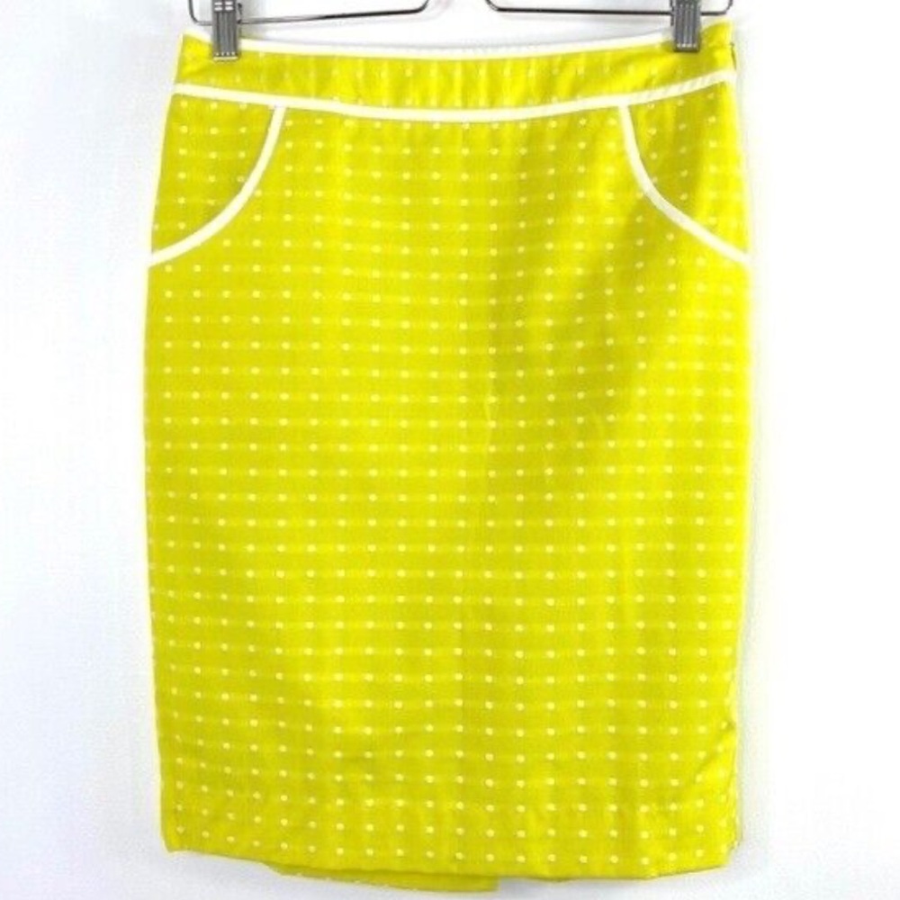 The Limited Polka Dots Embroidered Pencil Skirt in Lemon Yellow Size 6